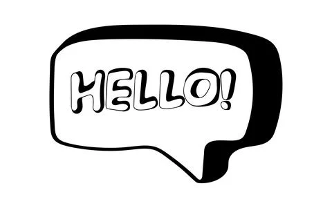 Hand drawn speech bubble with text Hello in doodle style 스톡 일러스트