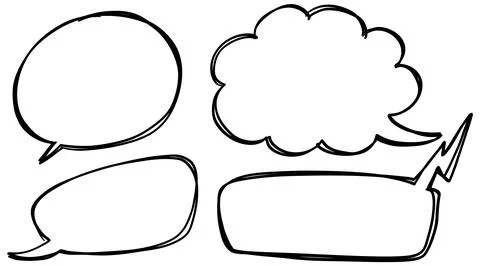 Hand-Drawn Speech Bubble Vector Set Stock Illustration