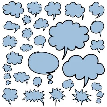 Hand Drawn Speech Bubbles and Thought Clouds Design Elements 스톡 일러스트