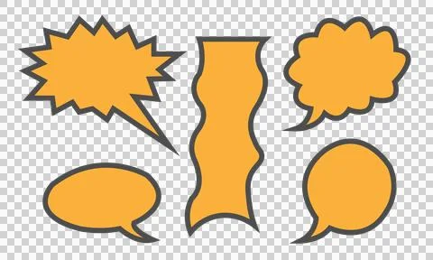 Hand Drawn Speech Bubbles and Sun Doodles on Transparent Background Stock Illustration
