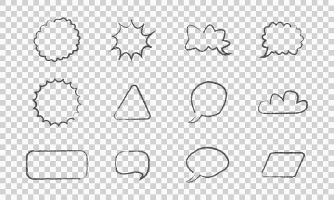 Hand drawn speech bubbles and shapes doodle Illustrazione stock