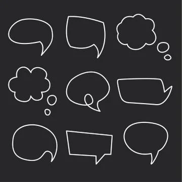 Hand drawn speech bubbles chalk on blackboard Stock-Illustration