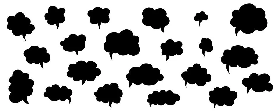 Hand drawn speech bubbles chat set. Vector stock illustration isolated on white Illustrazione stock