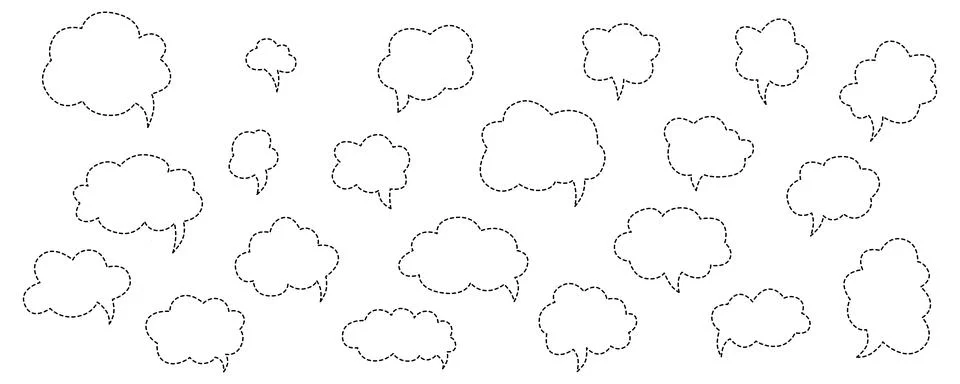 Hand drawn speech bubbles chat set. Vector stock illustration isolated on white Illustrazione stock