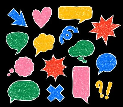 Hand drawn speech bubbles crayon chalk texture イラスト素材