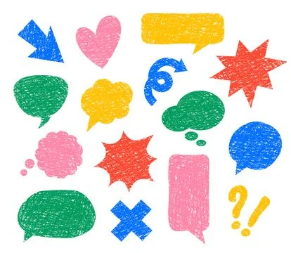 Hand drawn speech bubbles crayon chalk texture 스톡 일러스트