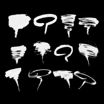 Hand drawn speech bubbles created by dry brush. Grunge style set on the black Stock Illustration