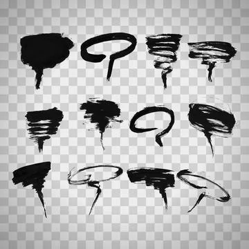 Hand drawn speech bubbles created by dry brush. Grunge style set on the overlay Illustrazione stock