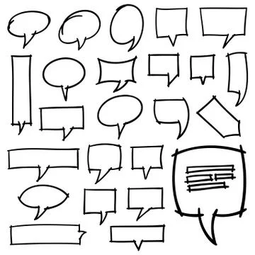 Hand Drawn Speech Bubbles Design Elements Stock Illustration