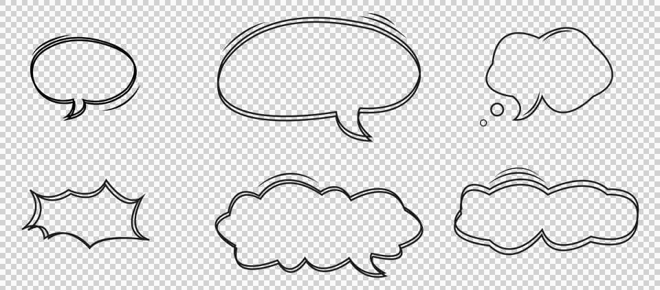 Hand drawn speech bubbles isolated on white background 스톡 일러스트
