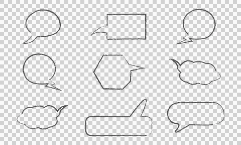 Hand drawn speech bubbles, isolated on white background Stock Illustration