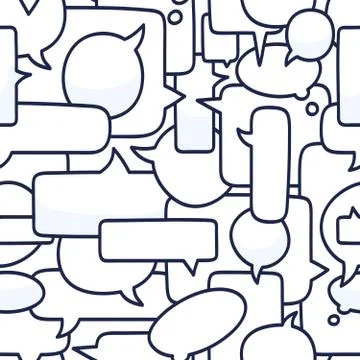 Hand drawn speech bubbles seamless pattern vector illustration on white backg Stockillustratie