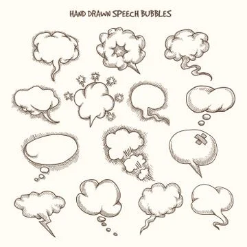 Hand Drawn Speech Bubbles Sketch Stock Illustration