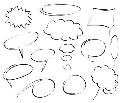 Hand-drawn speech bubbles vector Stock Illustration