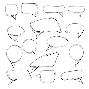 Hand drawn Speech Bubbles. Vector illustration. Stock Illustration