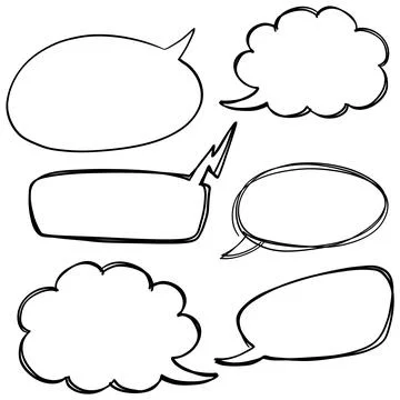 Hand-Drawn Speech Bubbles Vector Set 스톡 일러스트