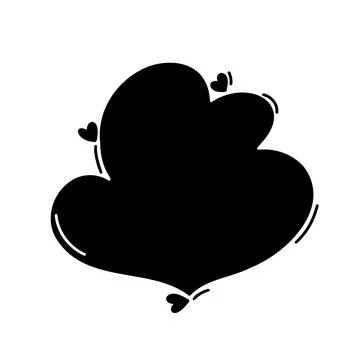 Hand drawn speech buuble. Shape for quotes with hearts. Vector cartoon styl.. Stock Illustration