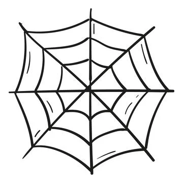 Hand drawn spider web icon in doodle style isolated Illustrazione stock
