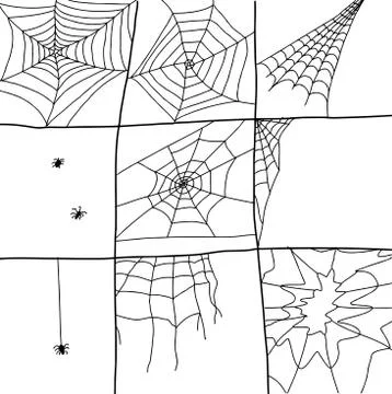 Hand drawn spider webs Stockillustratie