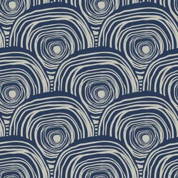 Hand drawn spirals seamless pattern. curved lines background. Sketch circle. Stock Illustration