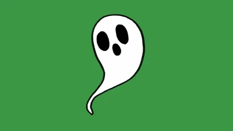 Hand-Drawn Spooky Flying Ghost Animation on Green Screen Stock Footage 318410165