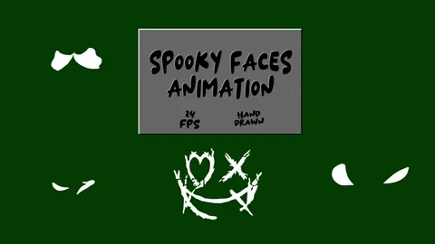 Hand Drawn Spooky Horror Faces Pack - 2D Animated Scary Monster Smiles Video stock 324895382