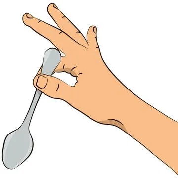 Hand drawn, spoon in hand. Stock Illustration