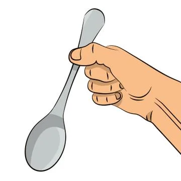 Hand drawn, spoon in hand. Stock Illustration