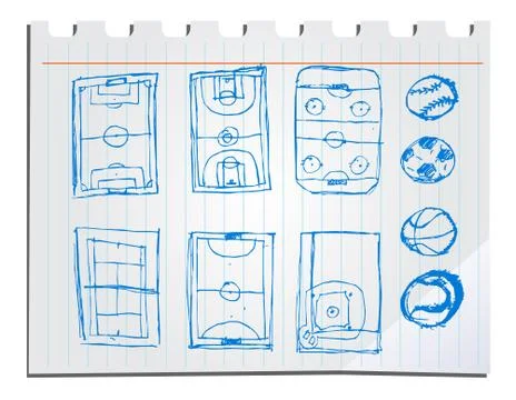 Hand drawn sport fields Stock Illustration