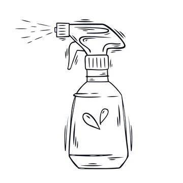Hand drawn spray bottle illustration. Vector line art doodle Stock Illustration