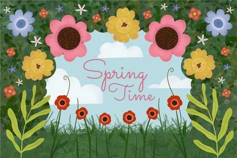 Hand drawn spring background Stock Illustration