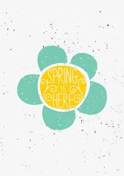 Hand Drawn Spring Flower Typographic Design Stock Illustration