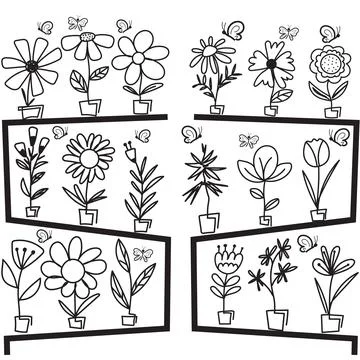 Hand-Drawn Spring Flowers - Beautiful Floral Illustrations Stock Illustration