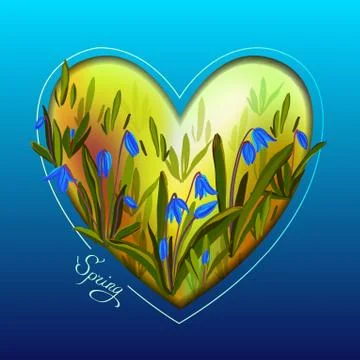 Hand drawn spring heart. Stock Illustration