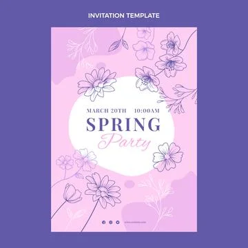 Hand drawn spring invitation template Stock Illustration