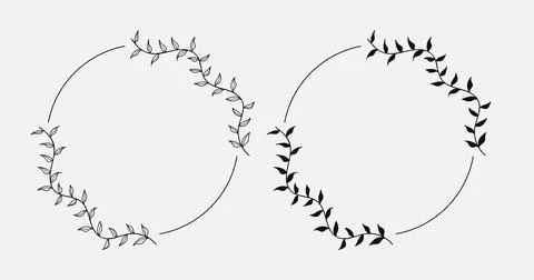Hand drawn spring wreath isolated on white background. Doodle style. Floral.. Stock Illustration