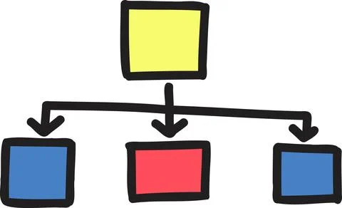 Hand Drawn square connection graph illustration Stock Illustration