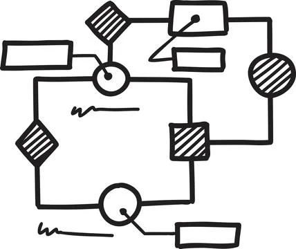 Hand Drawn square connection graph illustration Stock Illustration