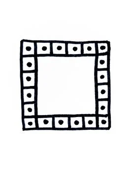 Hand Drawn Square Doodle Frame with Dot in Square Border. Stock Illustration