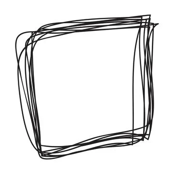 Hand drawn square doodle, sketch scribble element, pencil art design outline  Stock Illustration