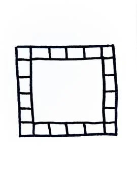 Hand Drawn Square Frame with Checkered Border on White. Stock Illustration