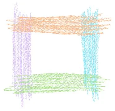 Hand drawn square frame, copy space or background. Crayon, pastel chalk Stock Illustration