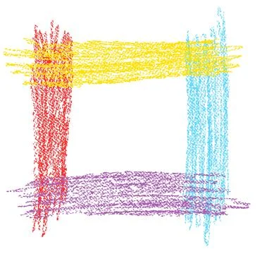Hand drawn square frame, design element background. Crayon, pastel chalk Stock Illustration
