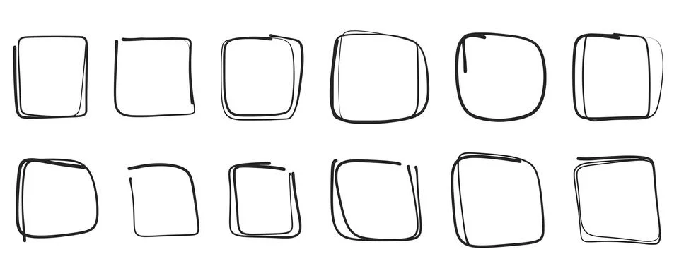 Hand drawn square frame set Illustrazione stock