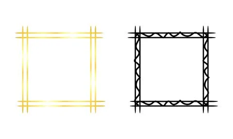 Hand Drawn Square Frames Collection with Minimal Sketch Border Designs イラスト素材