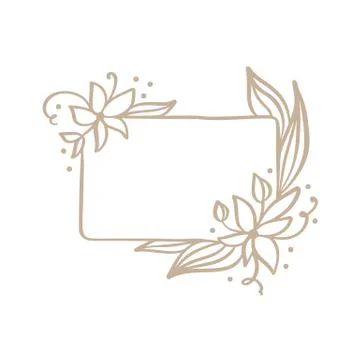 Hand drawn square minimalistic frame with spring flowers. Vector floral design Stock Illustration