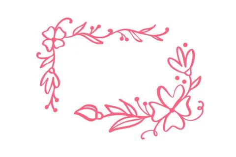 Hand drawn square minimalistic frame with spring leaves. Vector floral design 库存插图