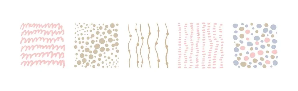 Hand Drawn Square Seamless Pattern and Doodle Ornate Vector Set Illustrazione stock