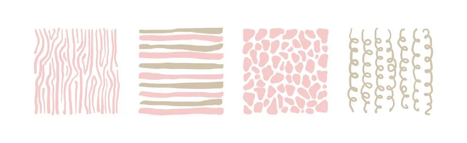 Hand Drawn Square Seamless Pattern and Doodle Ornate Vector Set Illustrazione stock