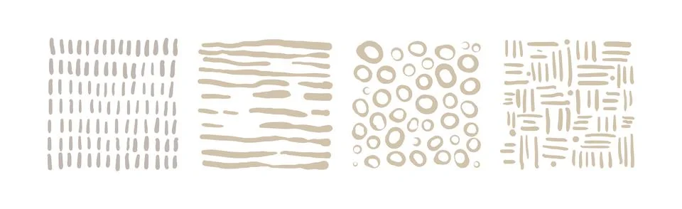 Hand Drawn Square Seamless Pattern and Doodle Ornate Vector Set Stock Illustration